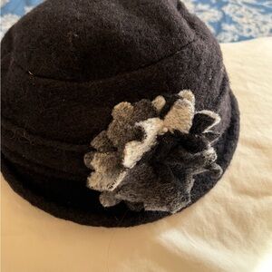 Hats in the Belfry Black Wool Cloche